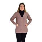 Kadın Cepli Triko Hırka BGL-ST03349 PUDRA 2XL
