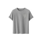 Kadın Çiçekli Kalp Baskılı T-Shirt, Minimalist Desenli Pamuklu Kısa Kollu Tişört, 10+ Renk Seçeneği (Gri, XL)