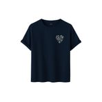 Kadın Çiçekli Kalp Baskılı T-Shirt, Minimalist Desenli Pamuklu Kısa Kollu Tişört, 10+ Renk Seçeneği (Lacivert, 2XL)