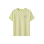 Kadın Çiçekli Kalp Baskılı T-Shirt, Minimalist Desenli Pamuklu Kısa Kollu Tişört, 10+ Renk Seçeneği (Sarı, L)