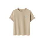 Kadın Çiçekli Kalp Baskılı T-Shirt, Minimalist Desenli Pamuklu Kısa Kollu Tişört, 10+ Renk Seçeneği (Taş, L)