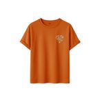 Kadın Çiçekli Kalp Baskılı T-Shirt, Minimalist Desenli Pamuklu Kısa Kollu Tişört, 10+ Renk Seçeneği (Turuncu, S)