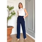 Kadın Cırtlı Palazzo Pantolon 2995 - Lacivert - 38