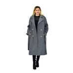 Kadın Çizgili Uzun Kaşe Kaban BGL-ST04118 GRİ S
