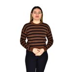 Kadın Çizgili Yumoş Spor Triko Kazak BGL-ST03364 KAHVE STANDART