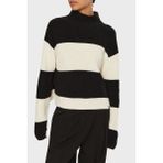 Kadın Ck Chunky Loose Boğazlı Kazak - Siyah - Beyaz - XL - Ivory