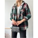 Kadın Çok Renkli Koyu Yeşil Oduncu Oversize Ceket Gömlek - 2XL