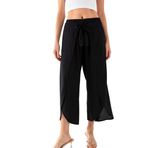 Kadın Çok Renkli Zarf Kapaklı İçi Şortlu Viskon Dokuma Şalvar Pantolon (Siyah, L - XL)