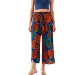 Kadın Çok Renkli Zarf Kapaklı İçi Şortlu Viskon Dokuma Şalvar Pantolon (Turuncu, L - XL)