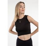 Kadın Crop Halter Yaka Fitilli Siyah Fitilli Atlet Bluz - Standart