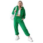 Kadın Crop Kapüşonlu Fermuarlı Sweatshirt – White Zip, yeşil, sm