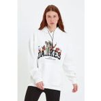 Kadın Dankes Baskılı Kapüşonlu Sweat - Beyaz