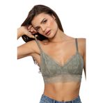 Kadın Dantelli Bralet Sütyen, Balensiz, Ayarlanabilir Askılı, Polyamid Yumuşak Dantel, Haki Yeşil (Medium)