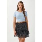 Kadın Deal Lux Touch Yumuşak Doku Crop Mavi Bluz