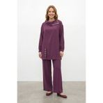 Kadın Degaje Yaka Taş Detaylı Tunik Pantolon Takım - 14448TKS - DAMSON