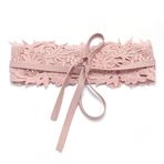 Kadın dekoratif kemer etekli elbise kazak Retro moda her şey bağcıklı dantel geniş bel sarma kayış kemer, Pembe, Tek Beden