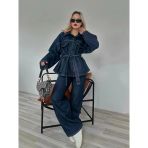 Kadın Denim Ceket Pantolon Takım Mavi