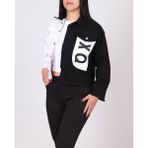 Kadın Denim Kot Ceket - Siyah - Beyaz - XL