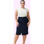 Kadın Denim Midi Etek Yüksek Bel Kalem Kalıp Günlük Kombinler Için Yaz Aylarının Vazgeçilmezi - Koyu Mavi - 48