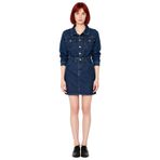 Kadın Denim Mini Gömlek Elbise Uzun Kollu Yaka Şık ve Günlük Tarzı%100 Pamuk Dokusuyla.-Mavi-38