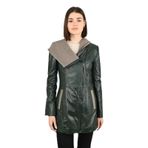 Kadın Deri Ceket 07UZN (Yeşil, 2XL)