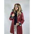 Kadın Deri Ceket MN35 (Kırmızı, 8XL)