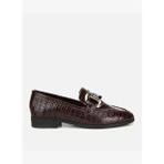 Kadın Deri Kahverengi Kroko Baskılı Klasik Loafer 01AYH317590A480