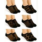 Kadın Desenli 6'lı Tül Patik Çorap - Kahverengi - 35 - 40
