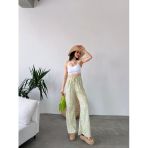 Kadın Desenli Beli Bağlamalı Bürümcük Pantolon