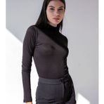 Kadın Dik Yaka Siyah Body