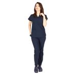 Kadın Doktor Hemşire Forması Scrubs Likralı Esnek Kumaş Hastane Nöbet Takımı (V Yaka Dr Greys) - 2XL - Lacivert