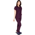 Kadın Doktor Hemşire Forması Scrubs Likralı Esnek Kumaş Hastane Nöbet Takımı (V Yaka Dr Greys) MÜRDÜM XS