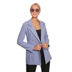 Kadın Düğme Detaylı Uzun Kol Şık Ofis Süs Cep Kapaklı Kumaş Blazer Ceket-Dirty Blue