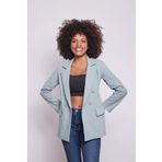 Kadın Düğme Detaylı Uzun Kol Şık Ofis Süs Cep Kapaklı Kumaş Blazer Ceket-Mint