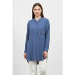 Kadın Düğmeli Broş Detaylı Uzun Tunik -10763 - INDIGO
