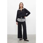 Kadın Düz Desenli Dokuma Tunik Pantolon Takım – 32462TKS - BLACK