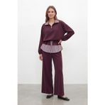 Kadın Düz Desenli Dokuma Tunik Pantolon Takım – 32462TKS - BURGUNDY