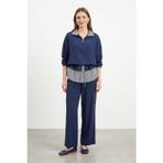 Kadın Düz Desenli Dokuma Tunik Pantolon Takım – 32462TKS - NAVY
