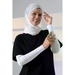 Kadın Düz Dikişsiz Pratik Likralı Tesettür Kolluk Penye Namaz Kolluğu - Beyaz