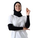 Kadın Düz Dikişsiz Pratik Likralı Tesettür Kolluk Penye Namaz Kolluğu - Siyah