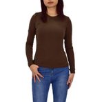Kadın Düz Renk Vücuda Oturan Uzun Kollu Sweatshirt BGL-ST04209 KAHVE S