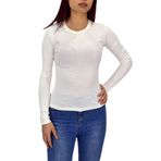 Kadın Düz Renk Vücuda Oturan Uzun Kollu Sweatshirt BGL-ST04296 EKRU S