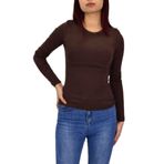 Kadın Düz Renk Vücuda Oturan Uzun Kollu Sweatshirt BGL-ST04296 KAHVE M