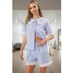 Kadın Ekose Poplin Pijama Takımı Dantel Detaylı Rahat Yazlık Özel Tasarım Mükemmel Uyum