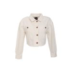 Kadın Ekru Crop Kesim Jean Ceket