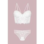 Kadın Ekru Destekli Push Up Bralet Sütyen Ve Külot Takım (Ekru / 75B)