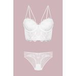 Kadın Ekru Destekli Push Up Bralet Sütyen ve Külot Takım (Ekru / 85B)