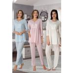 Kadın Ekru Hamile Lohusa Pijama Takımı, M, ET3011EF-19804IGP253505