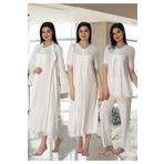 Kadın Ekru Hamile Lohusa Sabahlıklı Gecelik Pijama Takımı 4'lü Set, M, Effortt5036-19804IGP27193372
