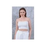 Kadın Ekru Straplez Büstiyer Crop - XS